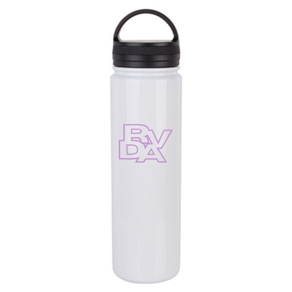 23oz Stainless Steel Flask Bottle w/Portable Lid - Sublimated Logo Thumbnail